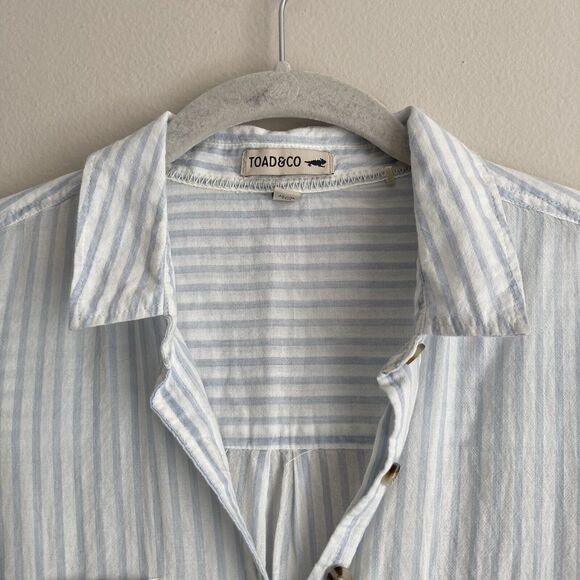 Toad & Co Womens White Blue Striped Indigo Ridge Popover Blouse Size Small - Picture 2 of 11
